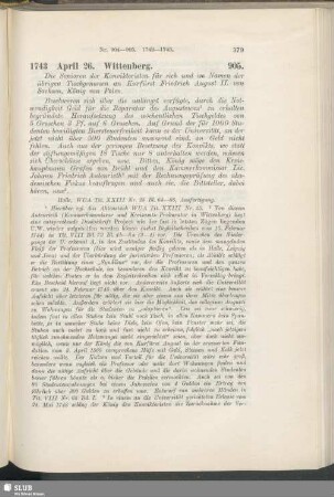 905. 1743, April 26. Wittenberg