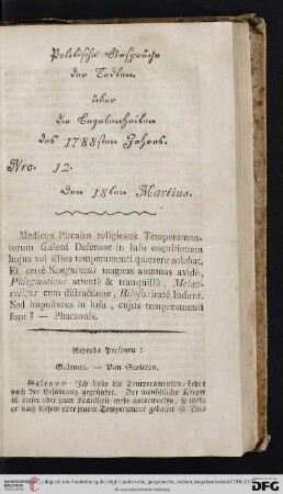 Nro. 12. Den 18ten Martius