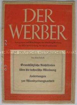Anregungen und Mitteilungen der Abteilung Werbung der SED, Kreis Leipzig, für ihre Funktionäre