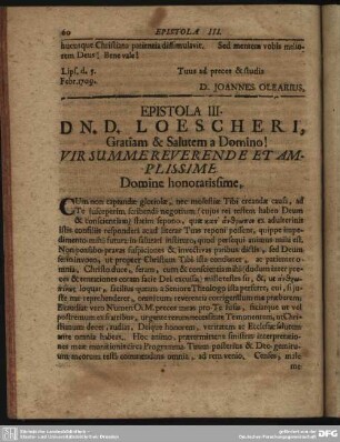 Epistola III. Dn. D. Loescheri