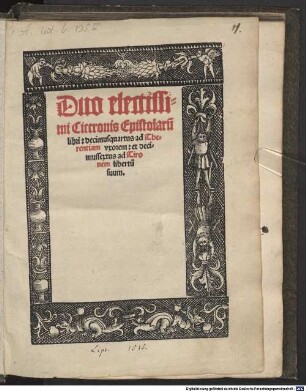 Duo electissimi Ciceronis Epistolarum libri 14. ad Therentiam uxorem, et 16. ad Tironem