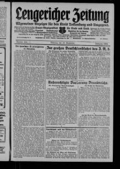 Lengericher Zeitung : allgemeiner Anzeiger für den Kreis Tecklenburg und Umgegend : Amtsblatt für die Aemter Lengerich und Lienen in Westfalen : Haupt-Anzeigenblatt für Stadt und Land : Organ des Landratsamtes und Amtsgericht in Tecklenburg : unabhängige Tageszeitung für die Orte Lengerich, Hohne, Tecklenburg, Ladbergen, Lienen, Kattenvenne, Natrup-Hagen, Brochterbeck, Westerkappeln, Leeden und Ledde