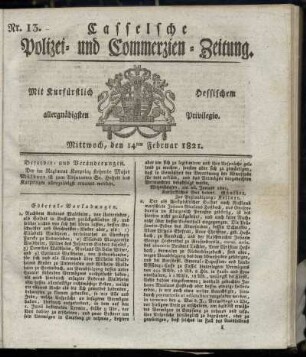 Nr. 13, Mittwoch den 14ten Februar. 1821
