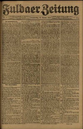 Ausgabe vom Donnerstag, den 22. Januar 1920.