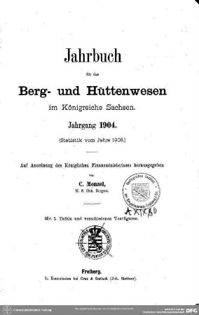 1904: Jahrbuch für das Berg- und Hüttenwesen in Sachsen