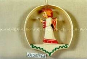Seiffener Christbaumschmuck: Engel im Ring mit Notenblatt