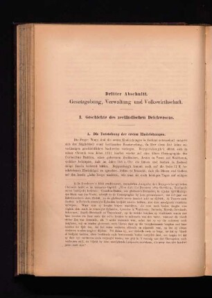 Dritter Abschnitt. Gesetzgebung, Verwaltung und Volkswirtschaft.