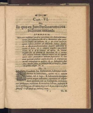 Cap. VI. De Iis quae ex Jure Personarum circa balneum notanda