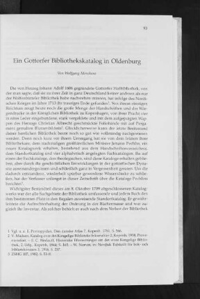 Ein Gottorfer Bibliothekskatalog in Oldenburg