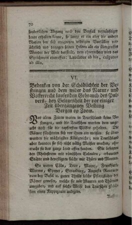 Bedenken von der Schädlichkeit der Vestungen ....