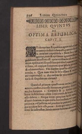 Liber quintus de optima republica.