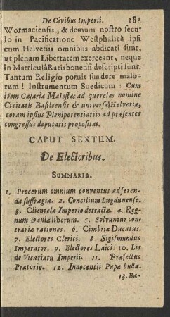 Caput Sextum. De Electoribus.