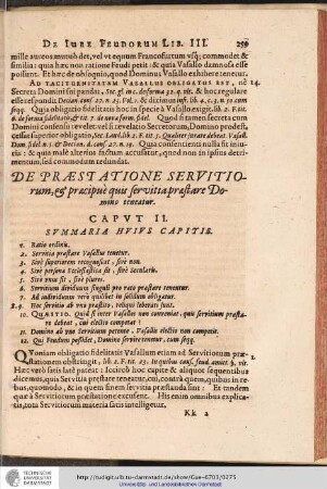 DE PRAESTATIONE SERVITIORUM, & pracipue quis servitia prastare Domino teneatur. CAPUT II.