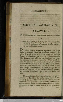Tractat. I. De Integritate Et Corruptione Codicis Hebraei