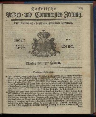 7tes Stueck, Montag den 13ten Februar 1804