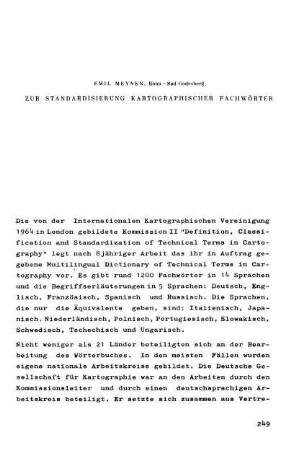 Zur Standardisierung kartographischer Fachwörter