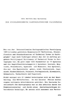 Zur Standardisierung kartographischer Fachwörter