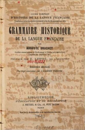 Grammaire historique de la langue française