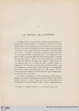 I. Le Musée de Lambèse