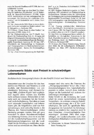 Lebenswerte Städte statt Freizeit in schutzwürdigen Lebensräumen
