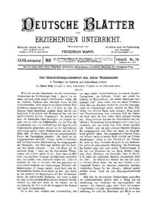 Der Geschichtsquellenwert des Alten Testaments : in Vorträgen vor Lehrern und Lehrerinnen erörtert ; (Schluss)