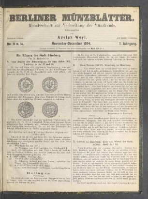 No. 51 u. 52. November-Dezember 1884