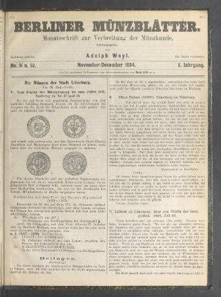 No. 51 u. 52. November-Dezember 1884