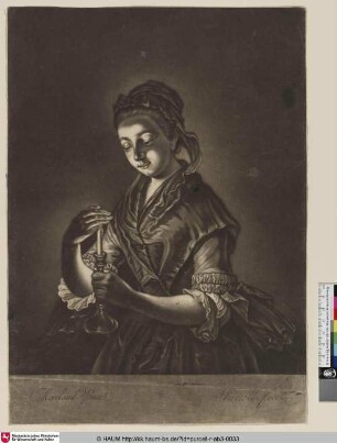 [Junges Mächen mit brennendem Leuchter; Jeune fille avec un flambeau allumé]