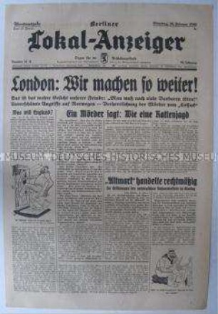 Tageszeitung "Berliner Lokal-Anzeiger" überwiegend zum Seekrieg gegen Großbritannien