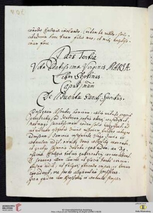 Pars tertia Vitæ beatissimæ MARIÆ Liber Septimus