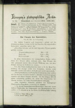 Zur Chemie der Entwickler