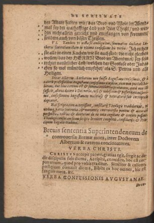 Brevis Sententia Superintendentum de controversia Bremae mota, inter Doctorem Albertum & caeteros concionatores.
