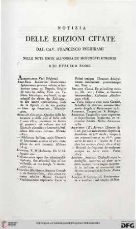 Notizia delle edizioni citate