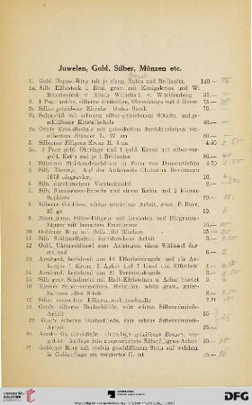 Juwelen, Gold, Silber, Münzen etc. (Nr. 1-100)