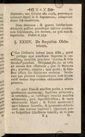 71-86, §. XXXIV. De requisitis Obstetricum. - §. XXXVI. De Patrinis &c.