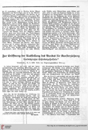 N.F. 10.1930: Zur Eröffnung der Ausstellung des Bundes für Kunsterziehung : Landesgruppe Schleswig-Holstein, Neumünster, 15.9.1929