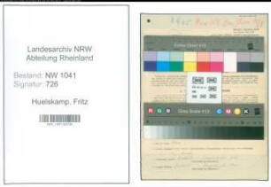 Entnazifizierung Fritz Huelskamp , geb. 20.07.1907 (Schlosser)
