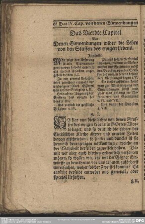 Das Vierdte Capitel. Von Denen Einwendungen wider die Lehre von den Stuffen des ewigen Lebens