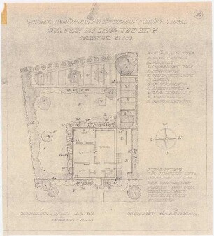 Gartenanlage Bereitschaftssiedlung Hydrierwerk, Brüx: Gartenanlage zu Haus Typ 3, Nr.7: Grundriss 1:100