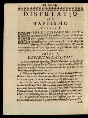 Disputatio De Baptismo
