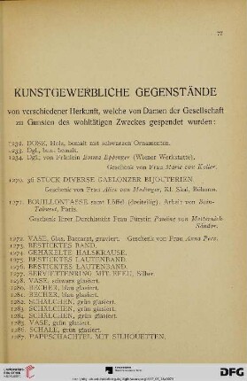 Kunstgewerbliche Gegenstände (Nr. 1232-1297)