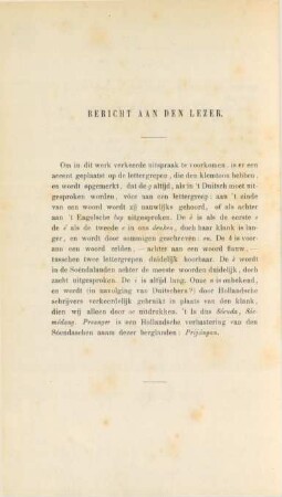 Bericht aan den lezer