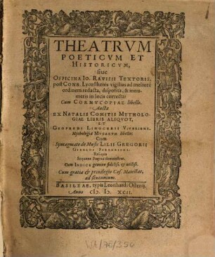 Theatrum Poeticum Et Historicum, sive Officina
