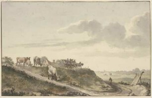 Holländische Landschaft mit Rinderherde und Fuhrkarren