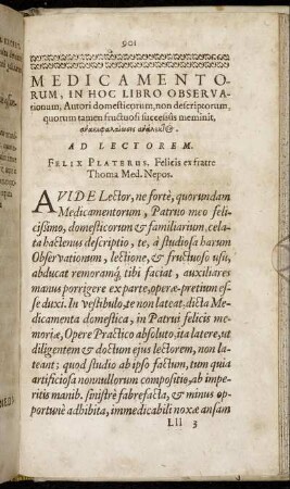 Medicamentorum, in hoc Libro Observationum ...