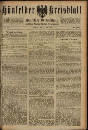 Ausgabe vom Dienstag, den 18. Juli 1922.