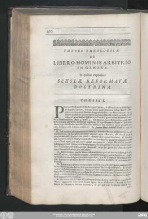 Theses Theologicae De Libero Hominis Arbitrio ...