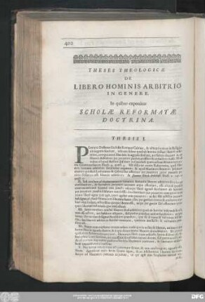Theses Theologicae De Libero Hominis Arbitrio ...