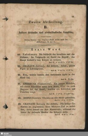 Zweite Abtheilung. B. Aeltere deutsche und niederländische Gemälde