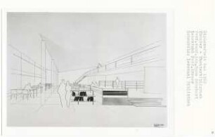 Theater und Theaterbibliothek, Berlin-Kreuzberg (Diplomarbeit bei Willy Kreuer): Perspektivische Ansicht Lesesaal Bibliothek